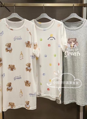 爱慕儿童大号有胸垫睡衣家居服卡通短袖睡裙AK144E321/E322/F241