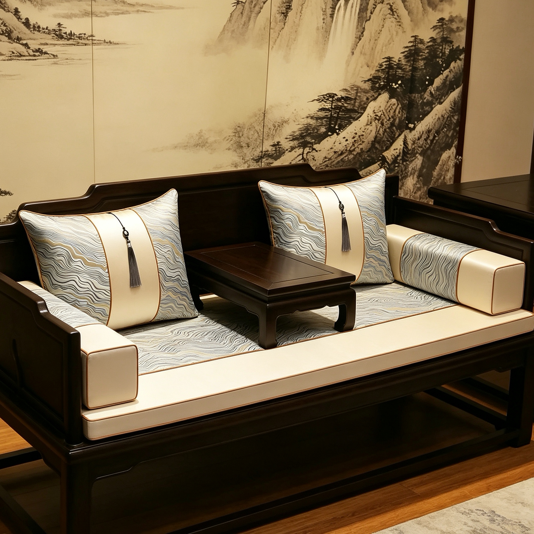 中式红木沙发垫定制罗汉床五件套乳胶海绵实木沙发垫子定制防滑