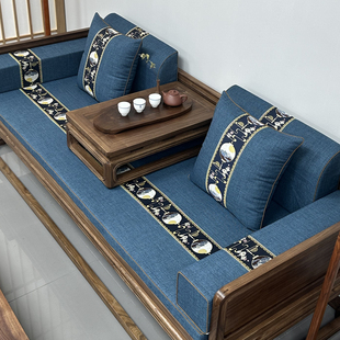 新中式红木沙发坐垫套罩实木家具罗汉床垫防滑垫子高端定制海绵垫
