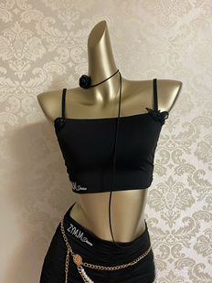 ZYM·M女少儿童裹胸美背吊带拉丁舞女成人练功服上衣带胸垫短款