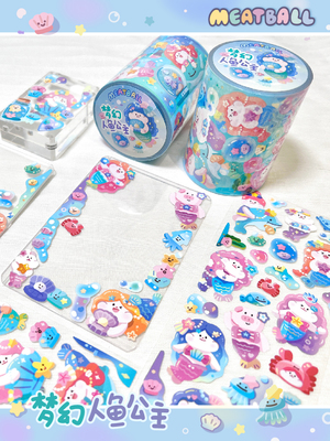 肉球和纸胶带咕卡贴纸卷美人鱼