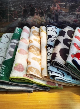 高货！出口日本品牌原单纯棉无捻纱吸水柔软可爱毛巾面巾洗脸巾