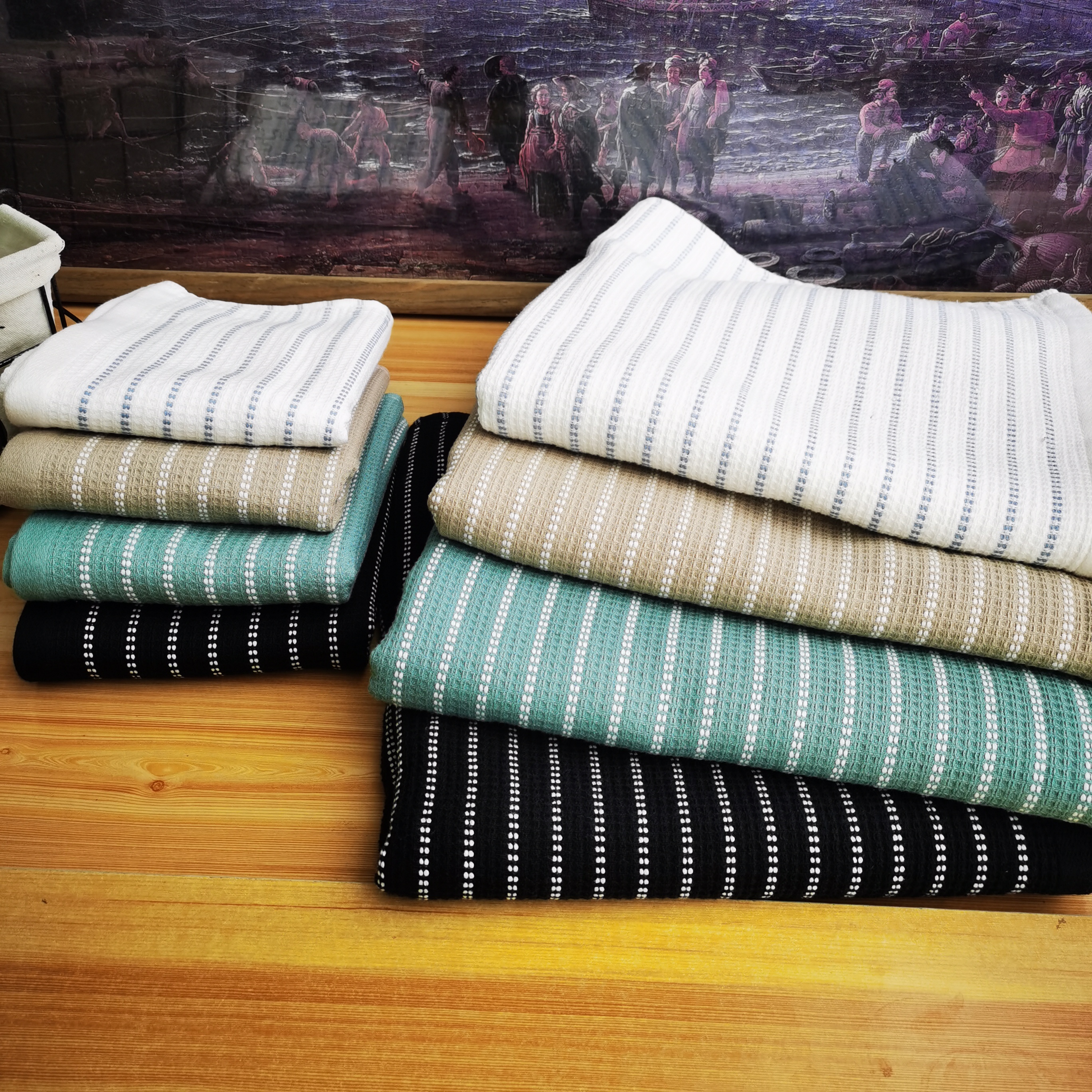 欧美 宜@家 原单纯棉蜂巢纱布背面毛圈厚实成人情侣大毛巾浴巾