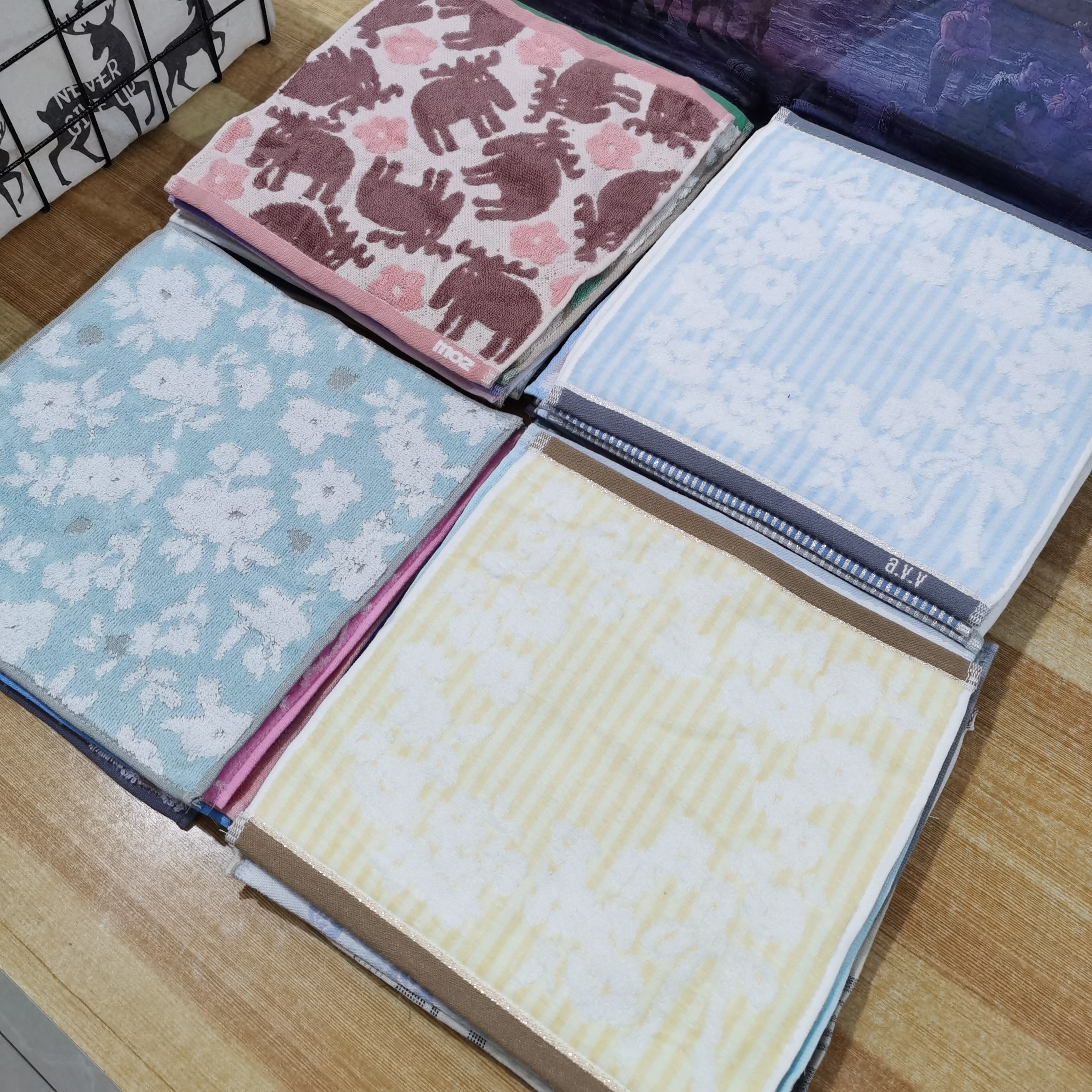 出口日本品牌原单纯棉色织提花吸水柔软四角帕手巾手帕小方巾