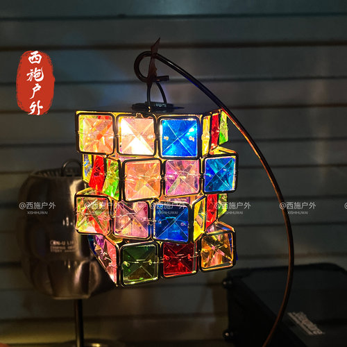 户外露营复古灯罩彩色钻石魔方灯罩桌面氛围神器适配38灯/gz灯