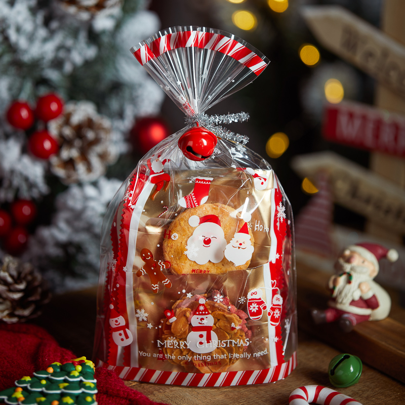 圣诞雪花酥糖果面包枣糕糯米船礼物包装袋机封袋透明精致小号袋子