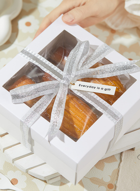 巴斯克芝士开窗蛋糕包装盒礼盒戚风甜点烘焙打包盒饼干盒子4/5寸