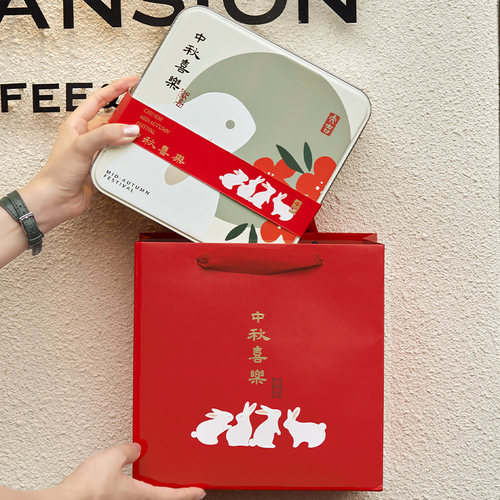 ins风8粒手工流心冰皮月饼礼盒