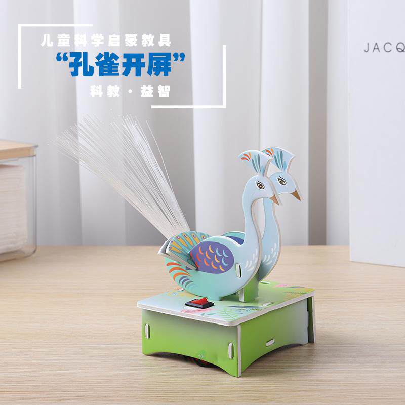 科技小制作孔雀开屏七彩光纤灯