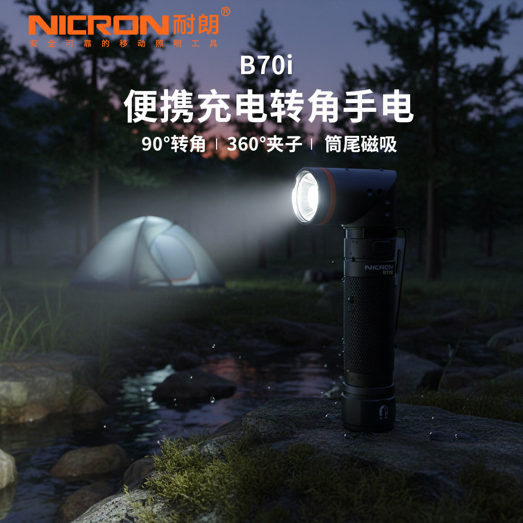 NICRON耐朗转角强磁充电电筒