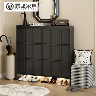 实木覆古骨骼线 线超薄翻斗鞋柜家用小窄款门口靠墙鞋架入户玄关