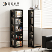 实木落地全身镜可旋转全身镜多功能覆古书柜置物架杂志柜展示镜柜