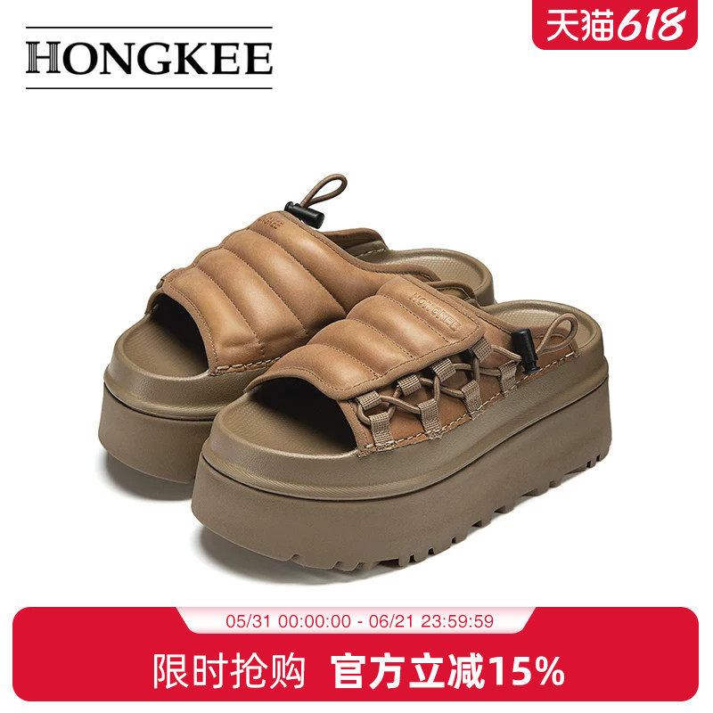 Hongkee/红科凉拖鞋女外穿2025新款夏季厚底时尚休闲凉鞋HC55X202