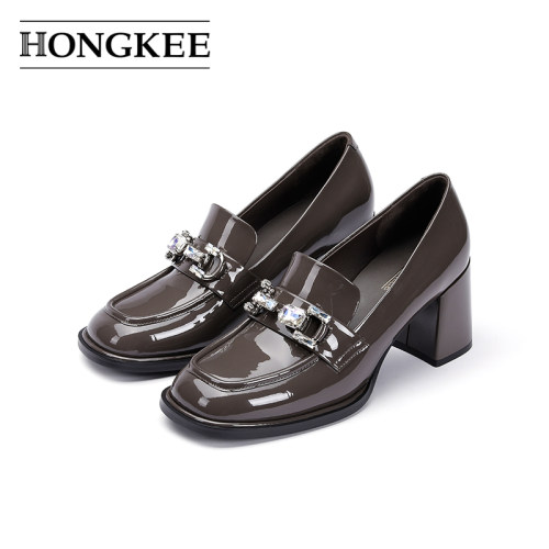 Hongkee/红科粗跟单鞋