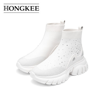 Hongkee/红科厚底袜靴HD93F400