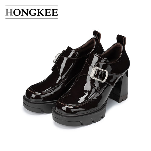 Hongkee/红科高跟鞋女款秋季新款超高跟防水台深口单鞋H816D312
