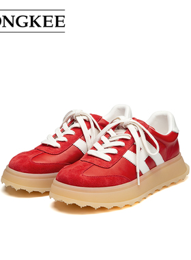 Hongkee/红科鞋子女2025秋季新款厚底德训鞋潮流休闲鞋H815D305