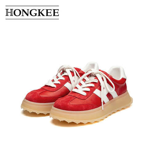 Hongkee/红科鞋子女2025秋季新款厚底德训鞋潮流休闲鞋H815D305
