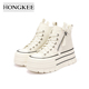 厚底增高休闲鞋 女2024新款 春秋HC54X404 红科牛皮高帮鞋 Hongkee