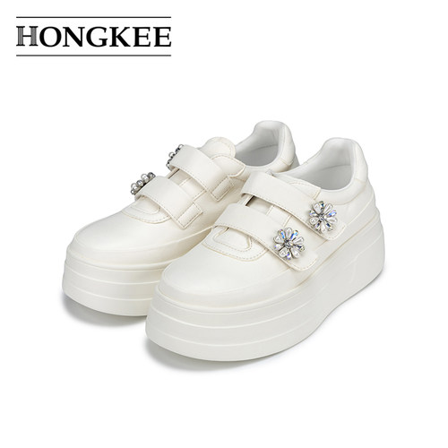 Hongkee/红科单鞋2026年秋季厚底休闲鞋女款时尚白色板鞋H586D303