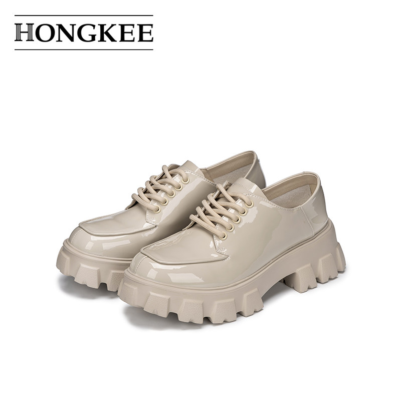 Hongkee/红科单鞋女款2026新款圆头系带通勤鞋深口厚底鞋H056Z101,女鞋,深口单鞋,淘宝优惠券,粉丝福利购,淘宝优惠卷