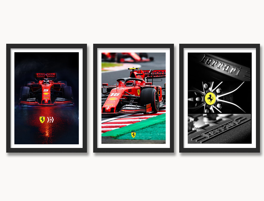 F1赛车画法拉利车队画框画装饰画