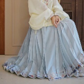 海韵 南流景原创夏季 薄款 织金妆花六对褶自带异色贴边马面裙