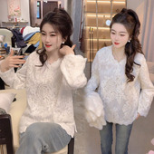 气质女神范高级感V领刺绣百搭上衣打底衫 新款 冬 女2025春季 蕾丝衫
