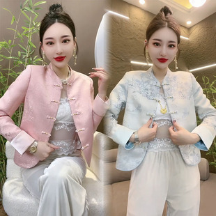 新中式上衣女2025春季新款气质女神范高档百搭流行国风盘扣短外套