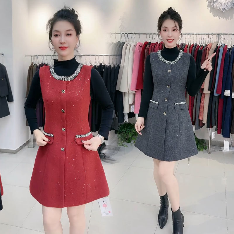 时尚套装女25秋冬新款通勤气质小香风串珠背心裙打底衫显瘦两件套,女装/女士精品,时尚套装,淘宝优惠券,粉丝福利购,淘宝优惠卷