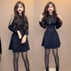 时髦连衣裙女2025秋冬新款 气质收腰显瘦设计感露肩性感钉珠小黑裙