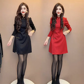 气质女神范新年本命年国风盘扣中长款 旗袍裙女2025冬季 新款 连衣裙