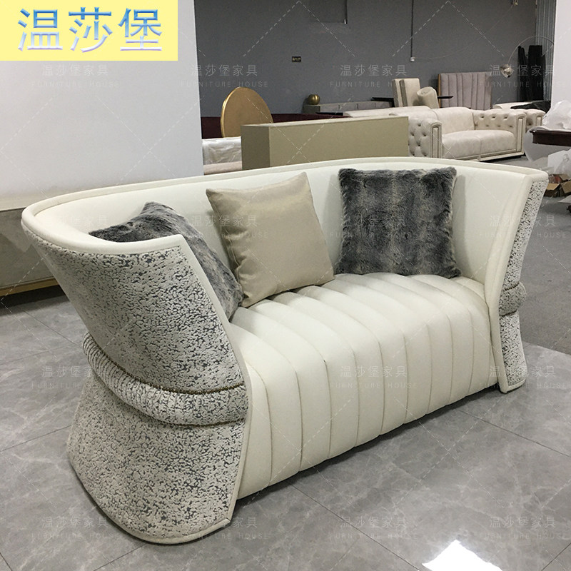 拉卡萨lacasa家具轻奢风格皮布沙发组合接触面真皮两人三人沙发