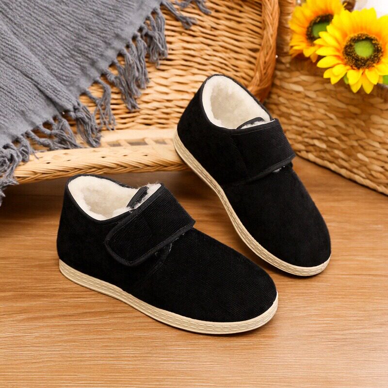 棉鞋男款冬季老北京羊毛男鞋加绒加厚绵羊毛平底爸爸鞋防滑棉靴子