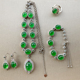 天然冰种玉髓项链子女款 翡翠色手链玉石戒指镶嵌耳钉冰绿玛瑙套装