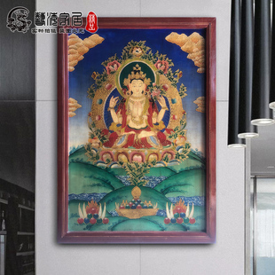 藏傳唐卡觀世音菩薩佛像畫中式 飾掛畫 禪室書房客廳餐廳酒店會所裝