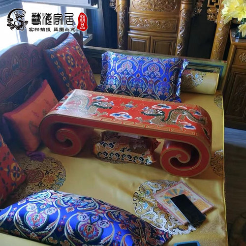 藏式飘窗小茶几彩绘云下卷炕桌复古飘窗桌榻榻米卷案书桌中式家具