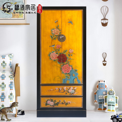 中式手绘门厅玄关立柜仿古家具