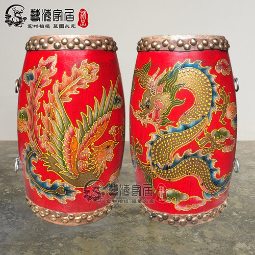 成人腰鼓木制专业儿童安塞腰鼓大人老年秧歌头层牛皮陕北腰鼓乐器
