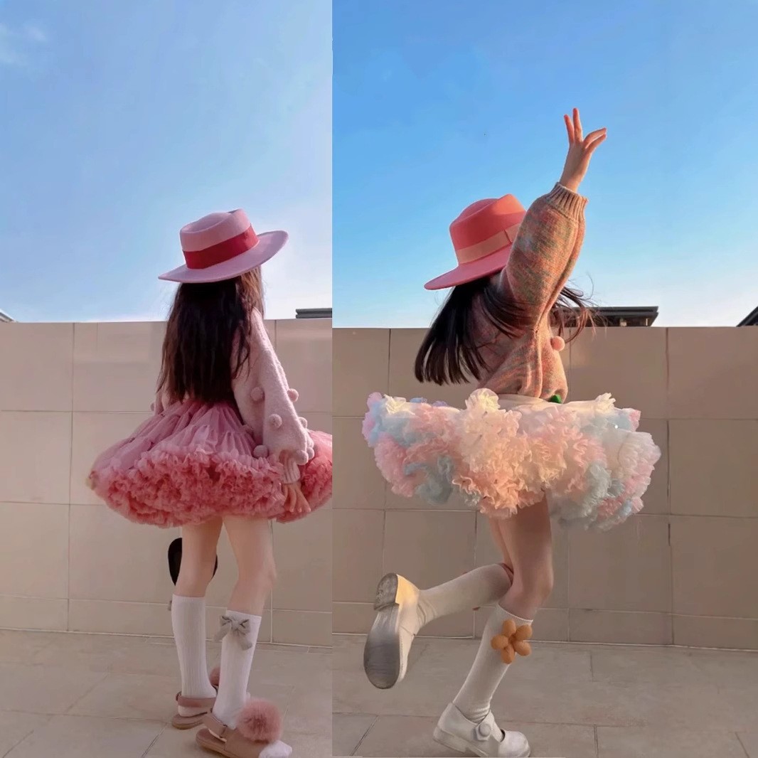 法式tutu裙女童蓬蓬裙夏季宝宝网纱公主半身裙儿童短款兔兔蛋糕裙