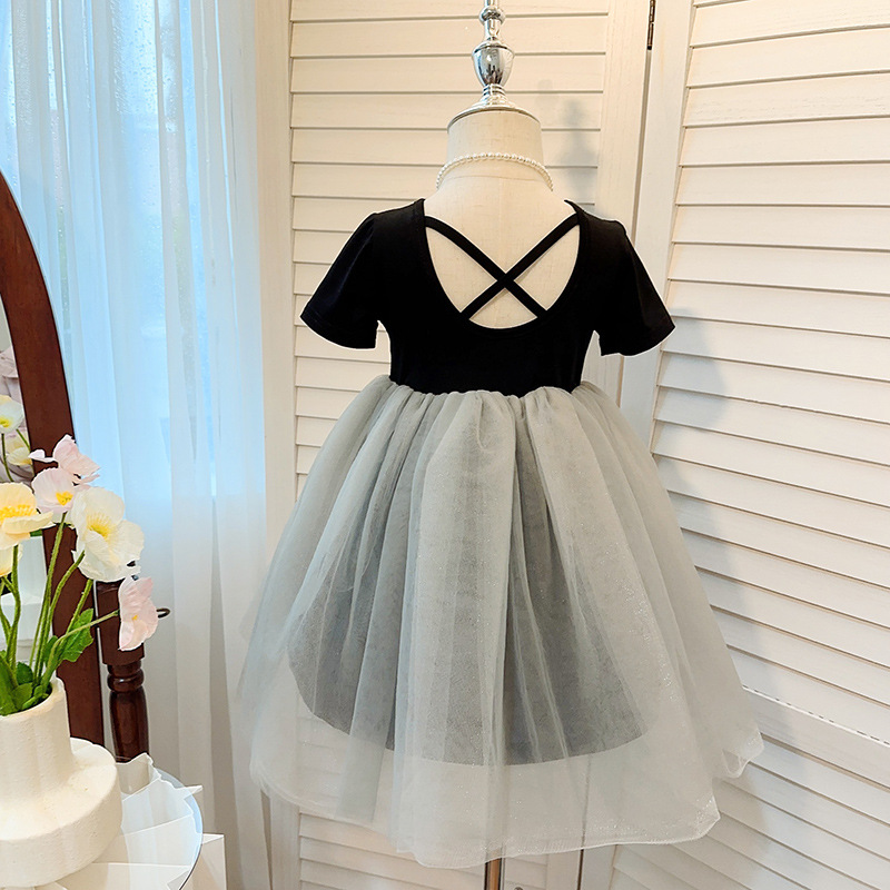宝宝蓬蓬网纱公主裙夏季新款韩版女童中长款露背礼服裙儿童舞蹈裙