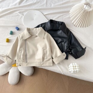 潮酷休闲夹克儿童洋气机车服上衣 韩版 女童皮衣外套2026春秋季 新款