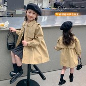 女童时尚 宝宝洋气蝴蝶结风衣儿童休闲上衣 英伦风外套2026春秋新款