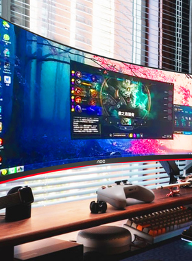 AOC带鱼屏显示器34英寸4K曲面180Hz电脑屏CU34G3X电竞G4Z游戏240