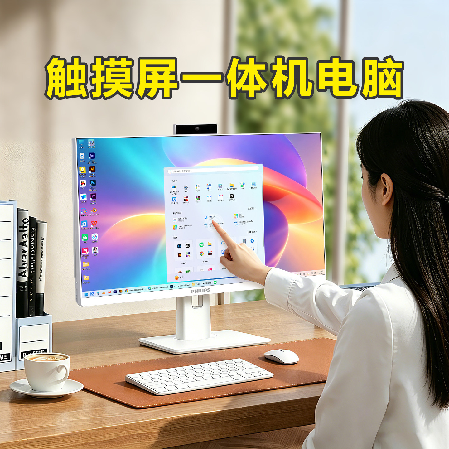 【国补】飞利浦触摸一体机电脑24寸触屏22家用办公大屏全套台式直播游戏高配2026华为联想华硕戴尔惠普
