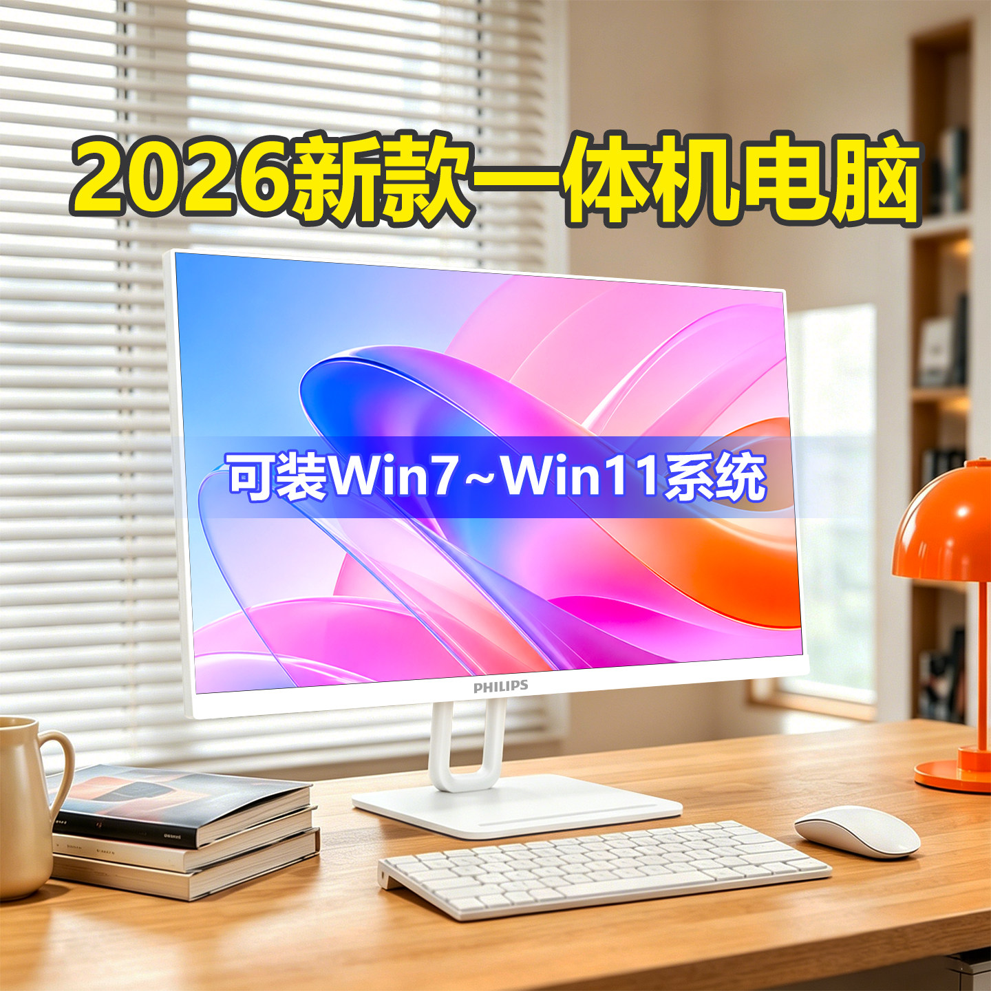【国补】飞利浦超薄品牌电脑一体机2026新款24英寸家用办公游戏壁挂14代高配I5i7高配27寸台式机全套苹果华为