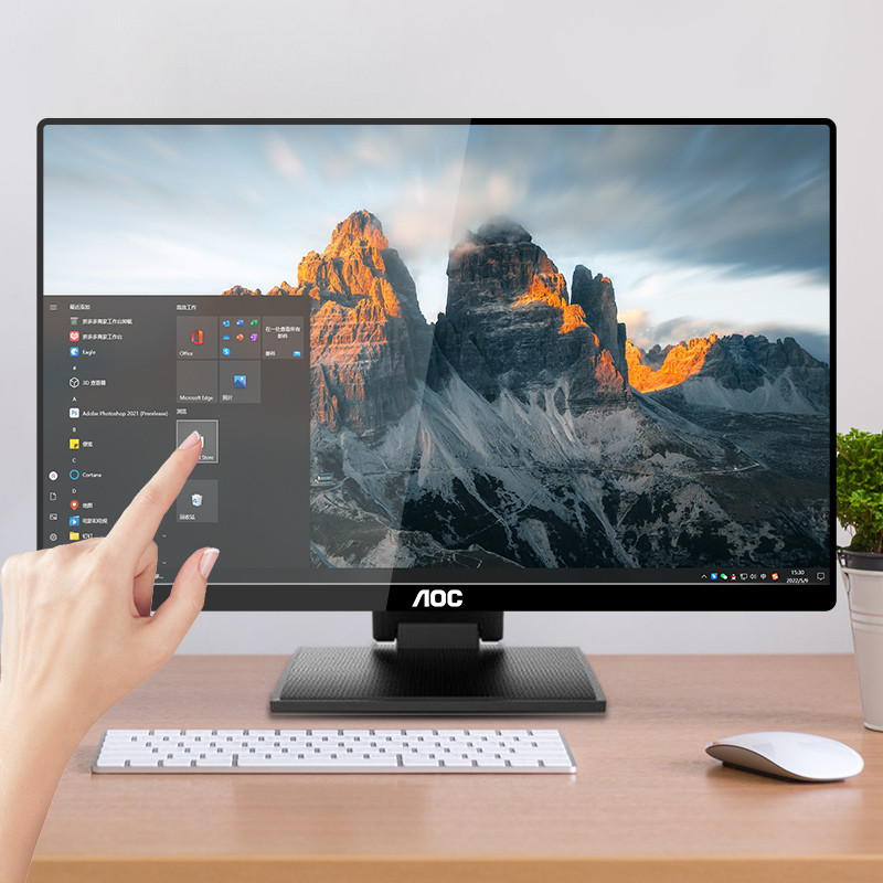 AOC触摸屏显示器24英寸IPS高清屏幕10点电容触控电脑HDMI接口音箱