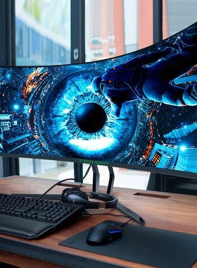 泰坦军团34英寸带鱼屏4K显示器32寸曲面屏台式C34A1R+电脑2K电竞