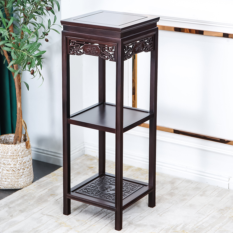 实木花架简约盆景架红木落地架黑檀木仿古多层客厅植物架中式花几