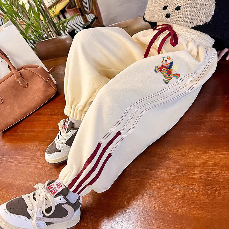 女童秋冬加绒卫裤2026新款马年卡通印花休闲裤学生外穿中大童裤子,童装/婴儿装/亲子装,裤子,淘宝优惠券,粉丝福利购,淘宝优惠卷